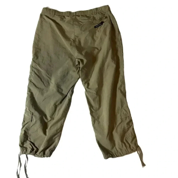 North Face Khaki Green Cropped Cargo Pants Elastic Drawstring Cuffs Womens Large - Picture 6 of 6